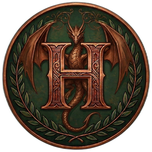 Hess Trading Co. seal — ornate H with dragon motif